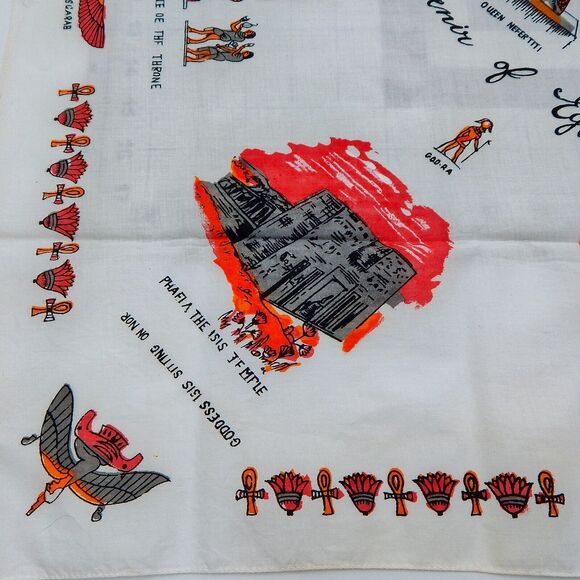 Egyptian Landmark Symbols Scarf Souvenir Cotton Tourist Attractions - Picture 4 of 10